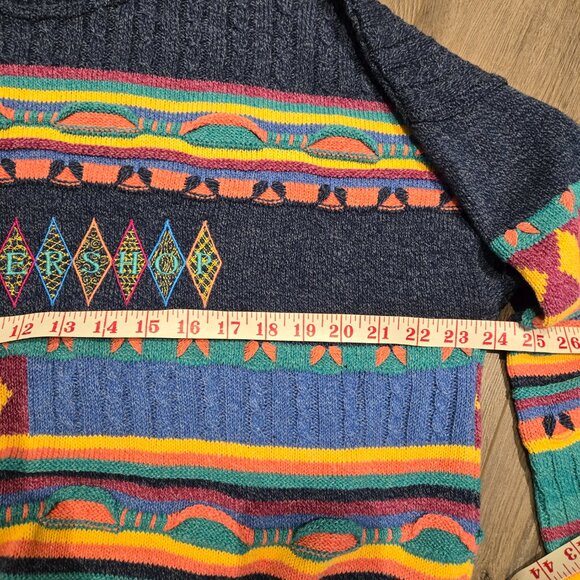Vintage 90s The Sweater Shop Coogi Style Multicolour Knit Sweater - EUC - Picture 7 of 9